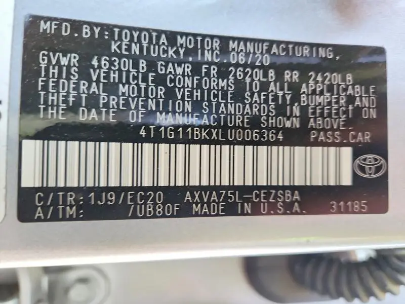 2020 TOYOTA CAMRY SE NIGHTSHADE  