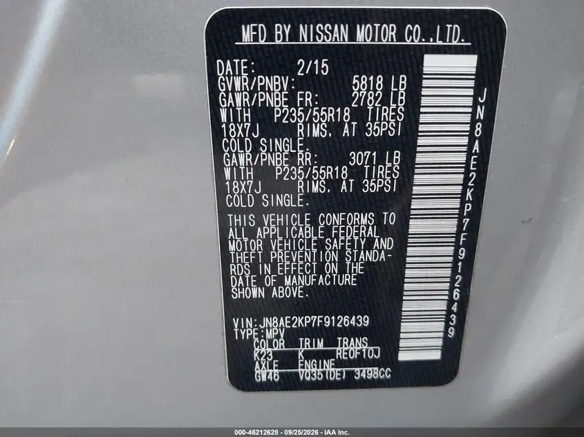 2015 NISSAN QUEST PLATINUM