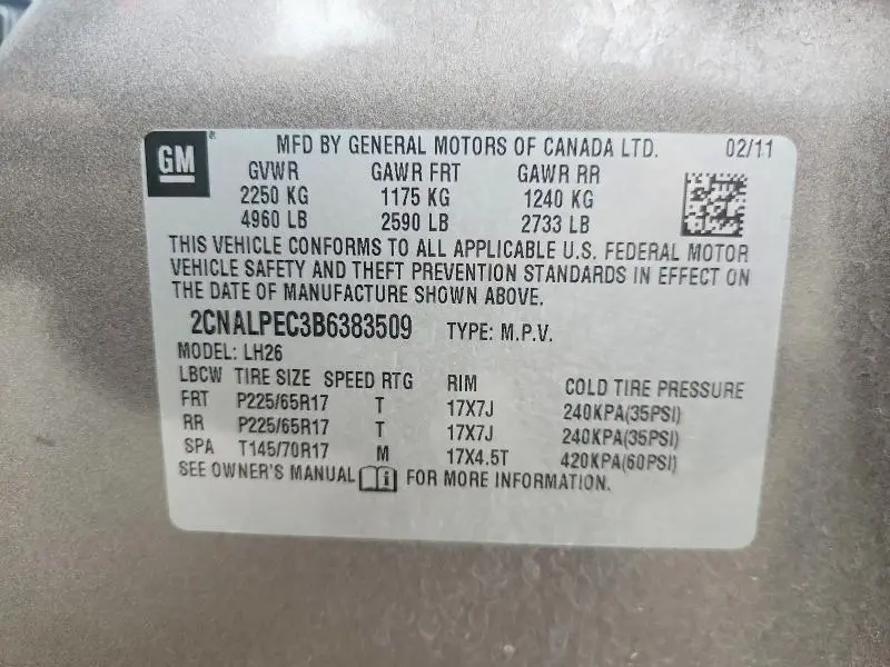 2011 CHEVROLET EQUINOX LT  