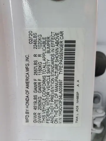 2020 HONDA ACCORD HYBRID EXL  