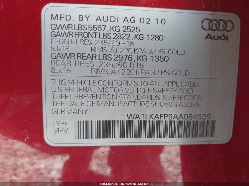 2010 AUDI Q5 3.2 PREMIUM