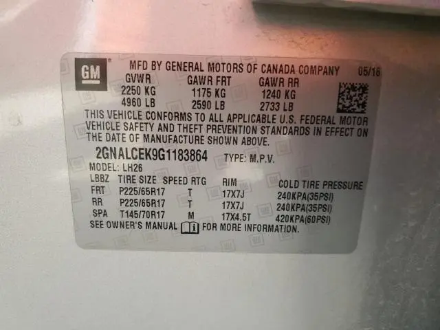 2016 CHEVROLET EQUINOX LT  