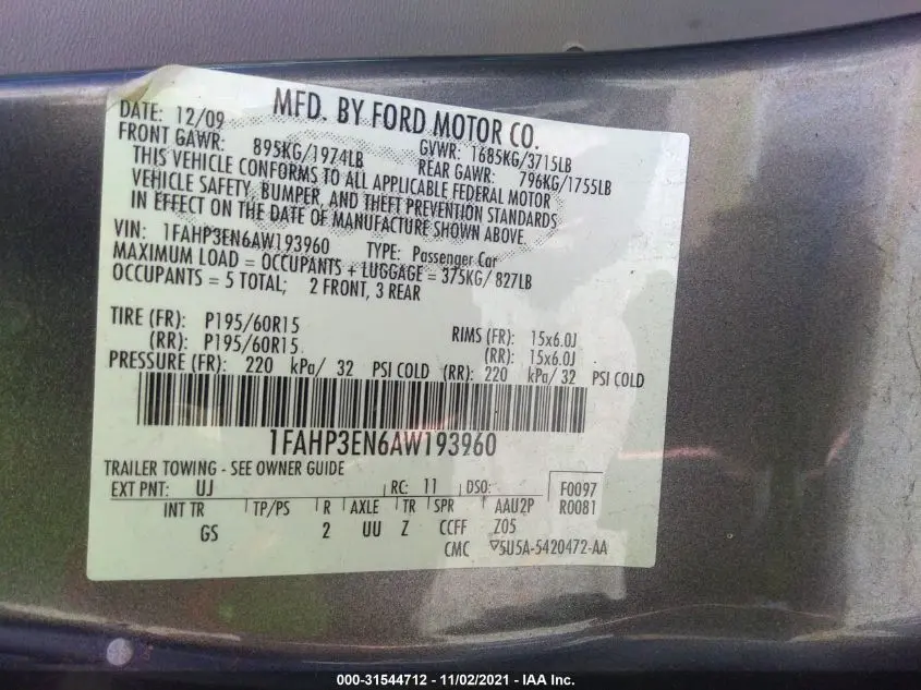 2010 FORD FOCUS S