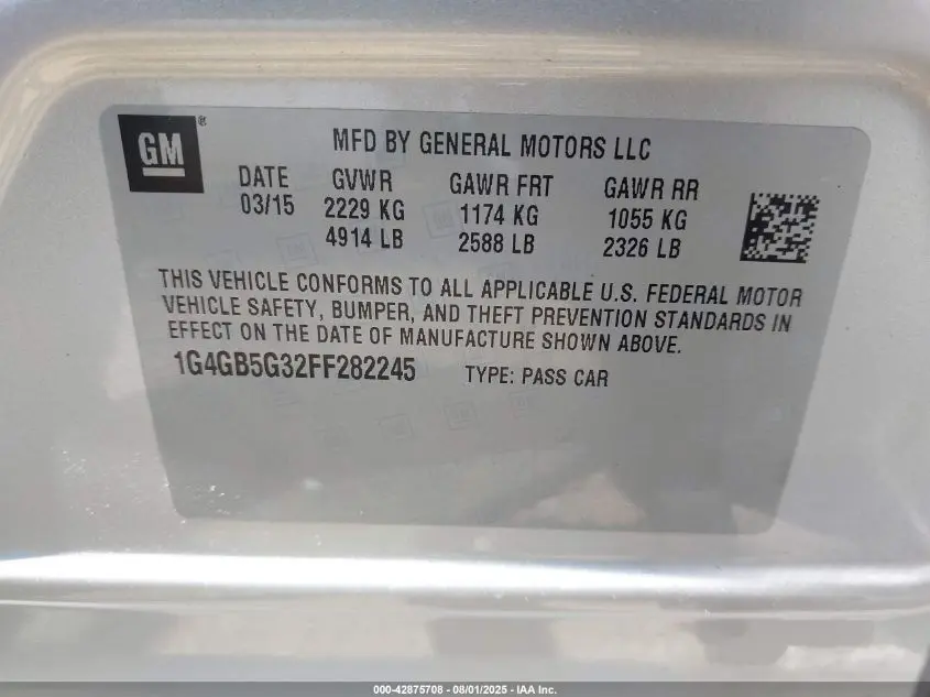 2015 BUICK LACROSSE LEATHER