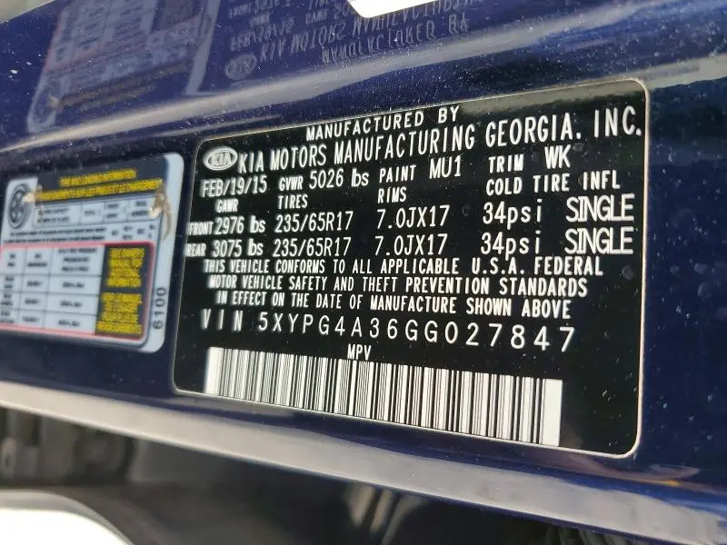 2016 KIA SORENTO LX  