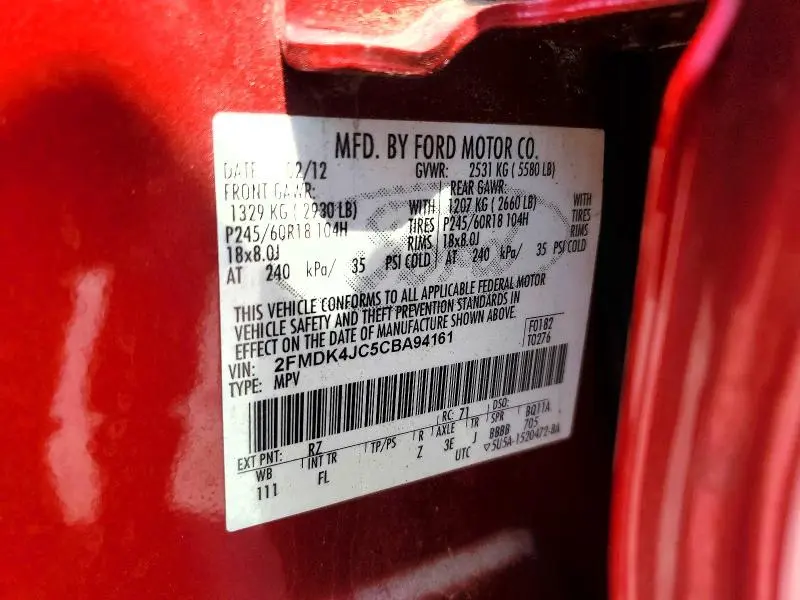 2012 FORD EDGE SEL  