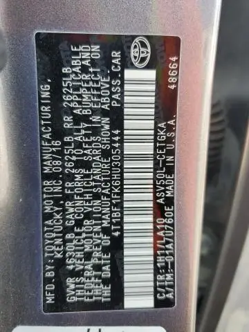 2017 TOYOTA CAMRY LE  