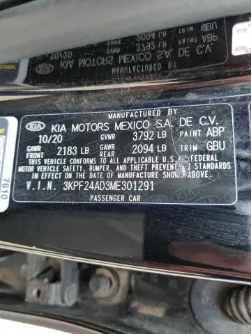 2021 KIA FORTE FE  