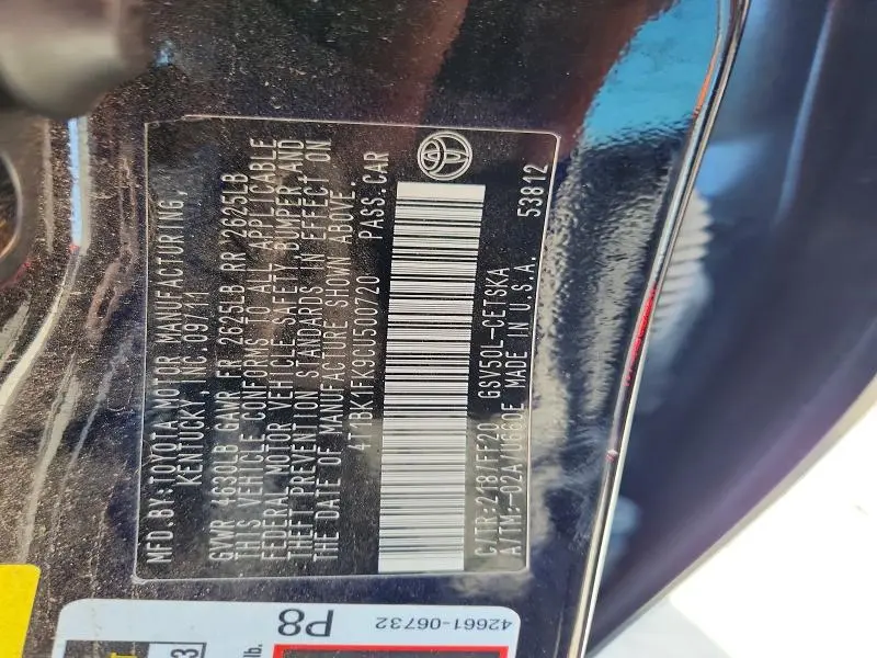 2012 TOYOTA CAMRY SE V6  