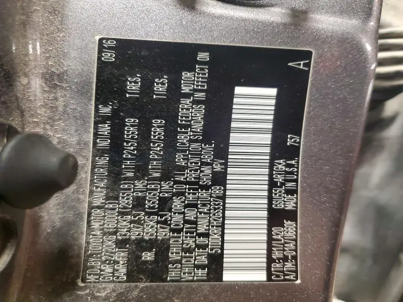 2016 TOYOTA HIGHLANDER LIMITED  