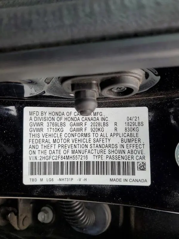 2021 HONDA CIVIC SPORT  