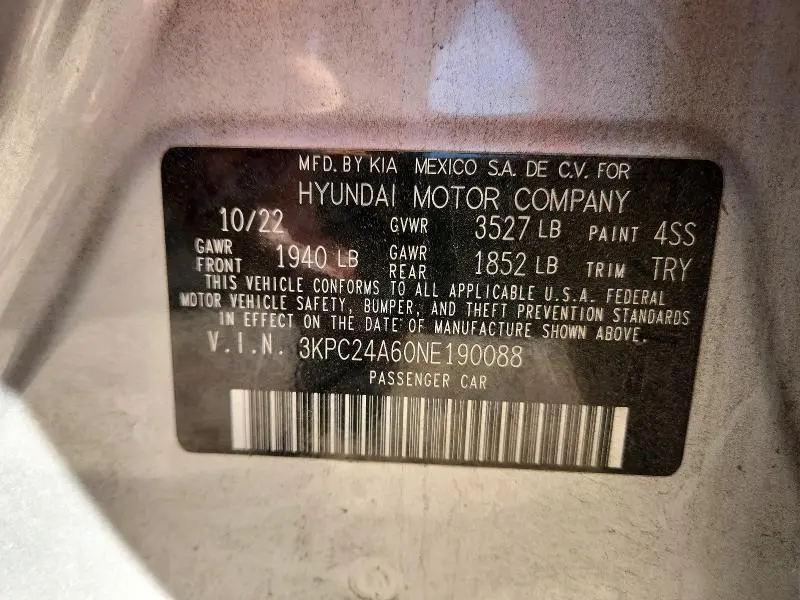 2022 HYUNDAI ACCENT SEL  