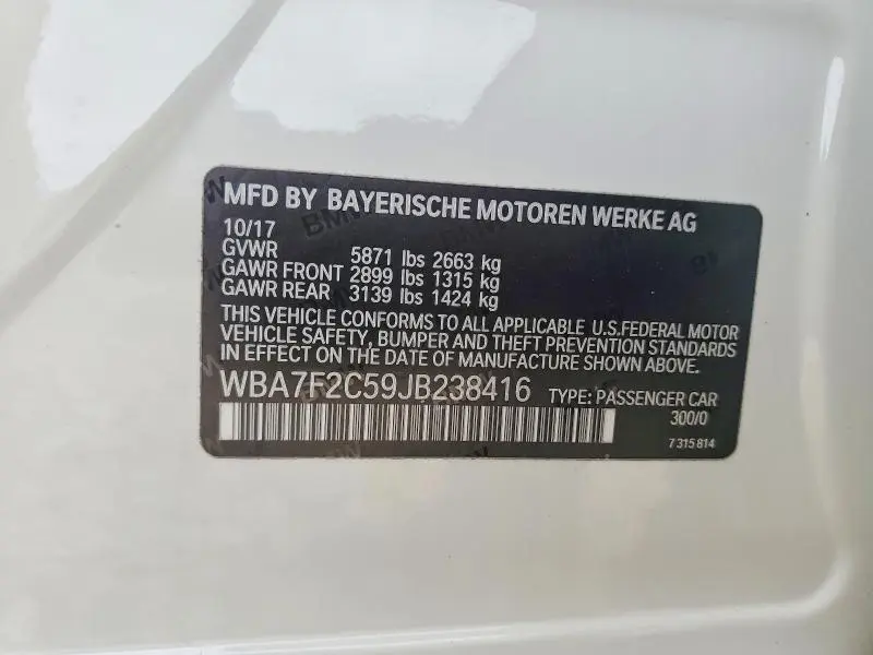2018 BMW 750 XI  