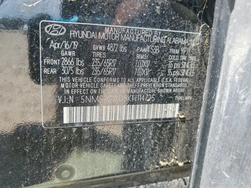 2019 HYUNDAI SANTA FE SE  