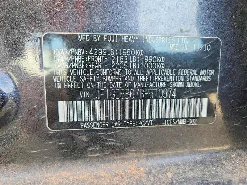 2011 SUBARU IMPREZA 2.5I PREMIUM  
