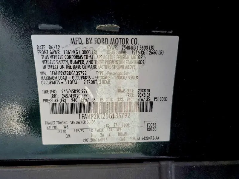 2013 FORD TAURUS SHO  