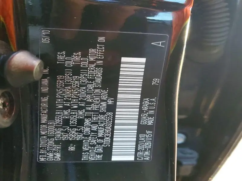 2010 TOYOTA HIGHLANDER LIMITED  