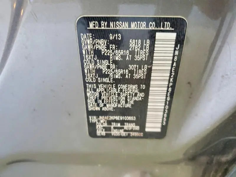 2014 NISSAN QUEST 3.5 SV  