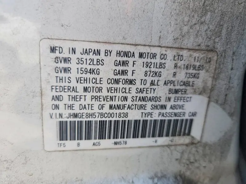 2011 HONDA FIT SPORT  