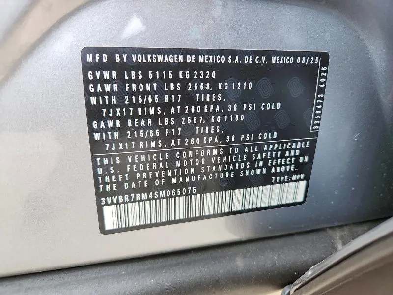 2025 VOLKSWAGEN TIGUAN S  