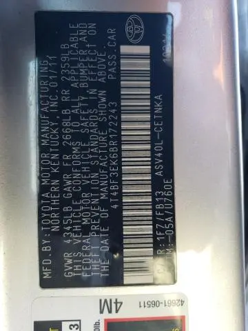 2011 TOYOTA CAMRY BASE  