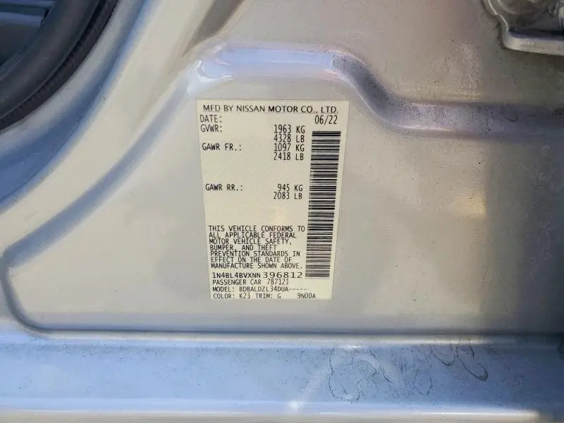 2022 NISSAN ALTIMA S  