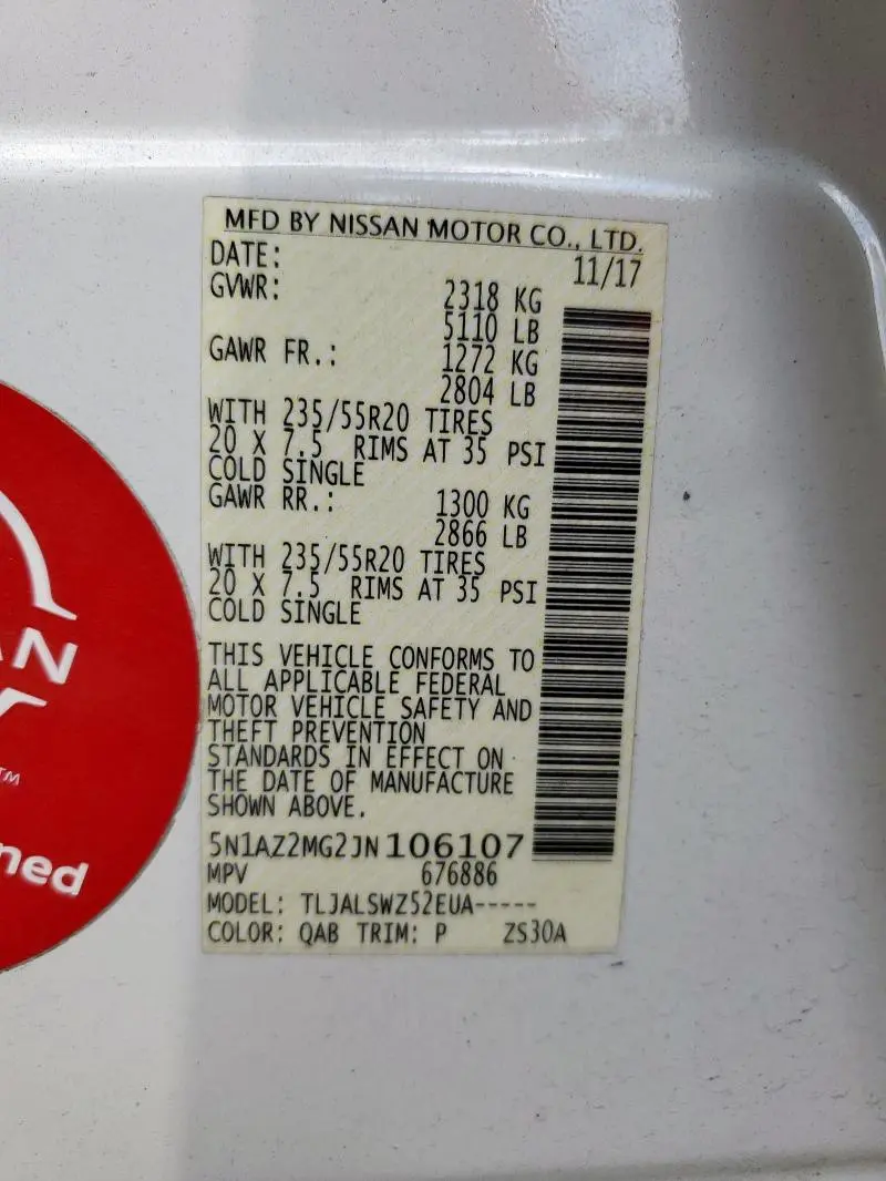 2018 NISSAN MURANO S  