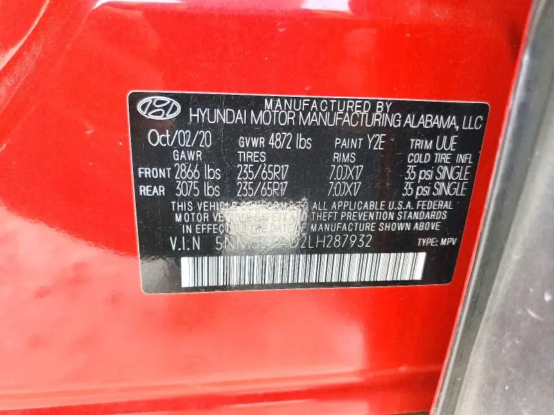 2020 HYUNDAI SANTA FE SEL  