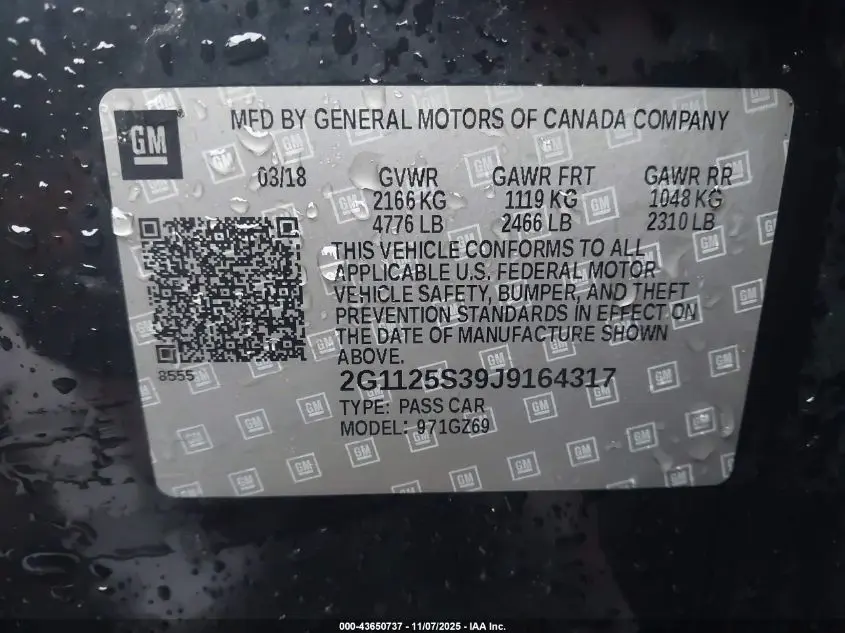 2018 CHEVROLET IMPALA 2LZ