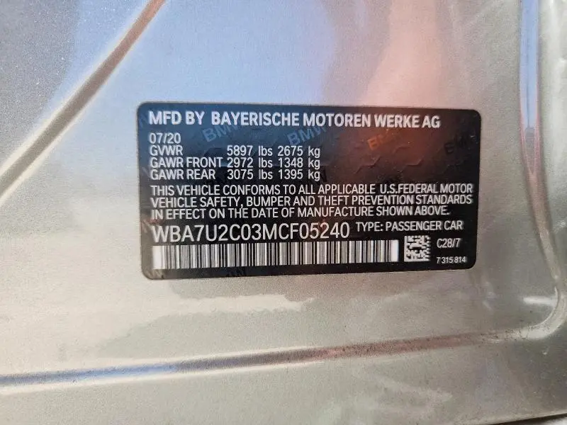 2021 BMW 750 XI  