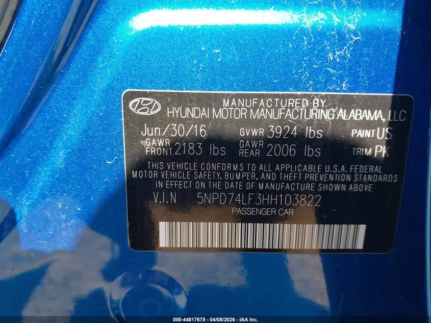 2017 HYUNDAI ELANTRA SE