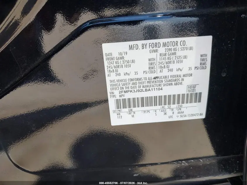2020 FORD EDGE SEL