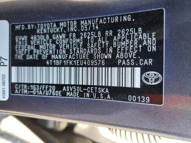 2014 TOYOTA CAMRY L  