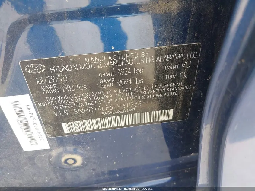 2020 HYUNDAI ELANTRA SE