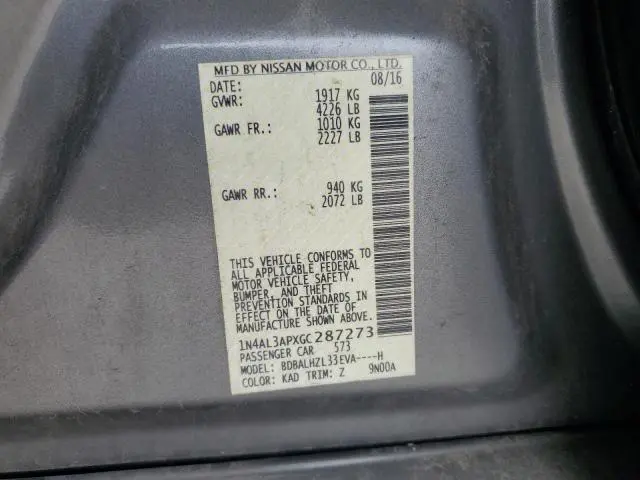 2016 NISSAN ALTIMA 2.5  