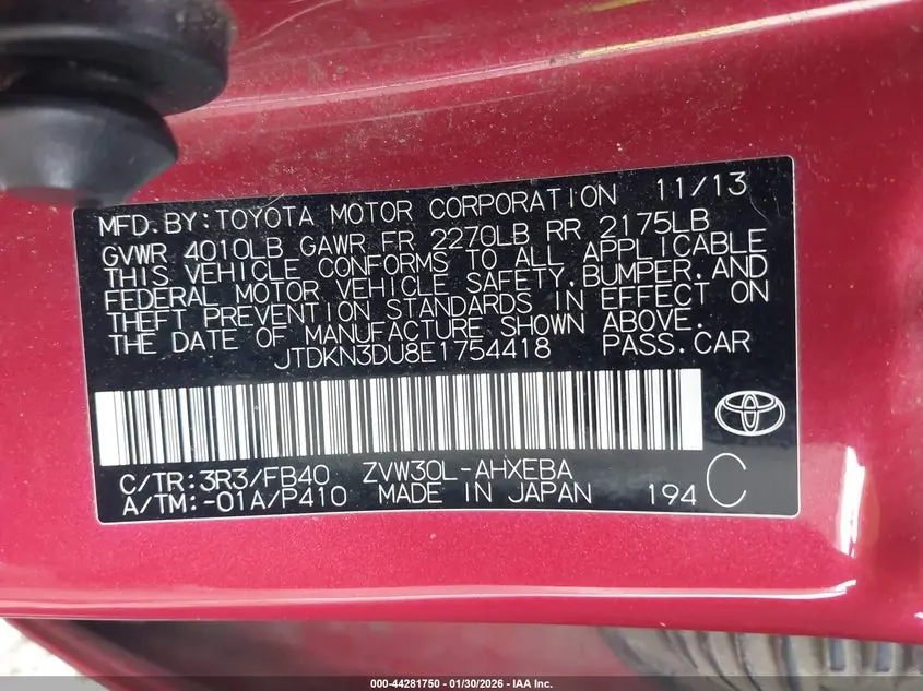 2014 TOYOTA PRIUS TWO