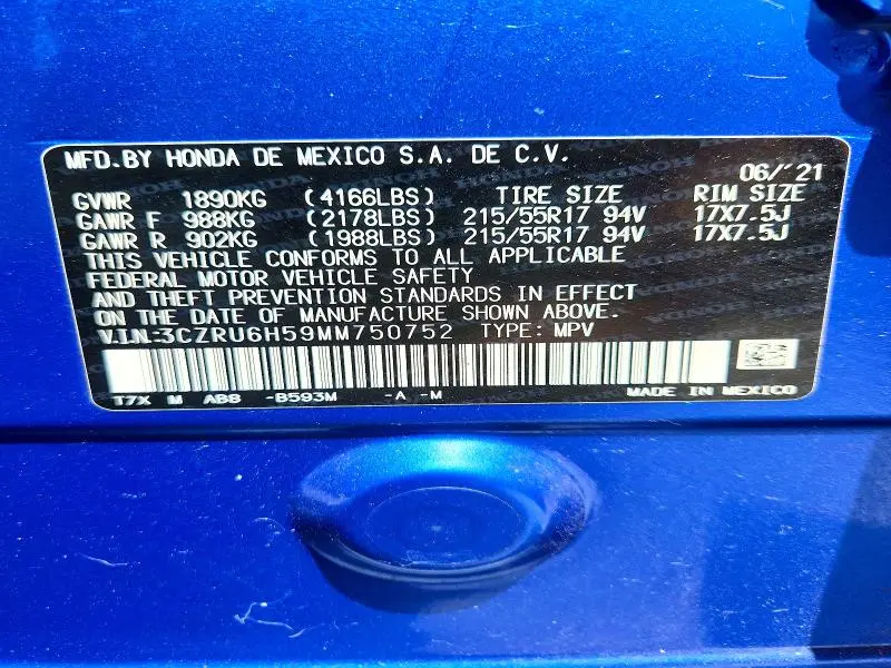 2021 HONDA HR-V EX  