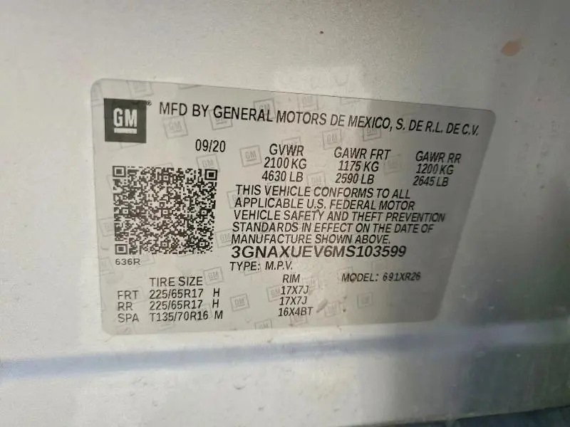 2021 CHEVROLET EQUINOX LT  