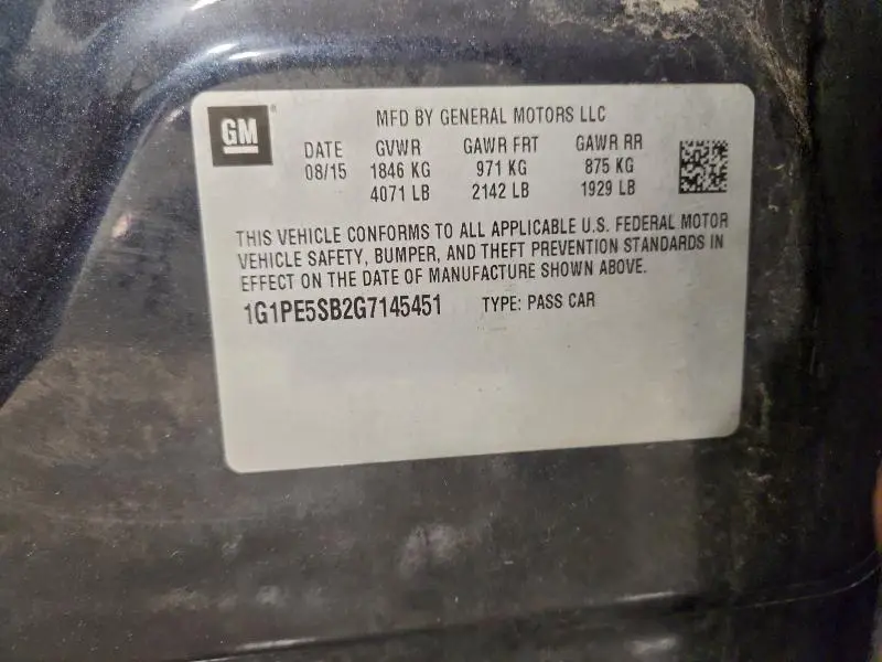 2016 CHEVROLET CRUZE LIMITED LT  