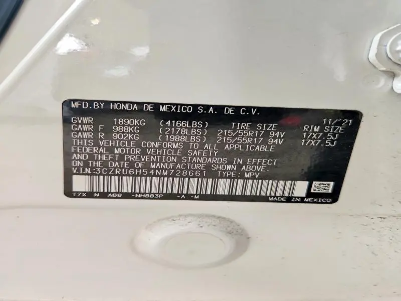 2022 HONDA HR-V EX  