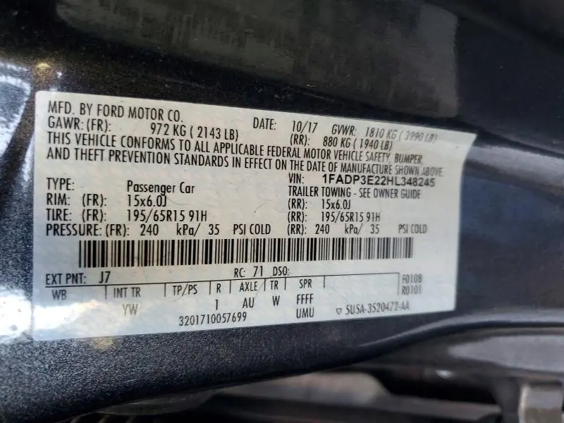 2017 FORD FOCUS S  