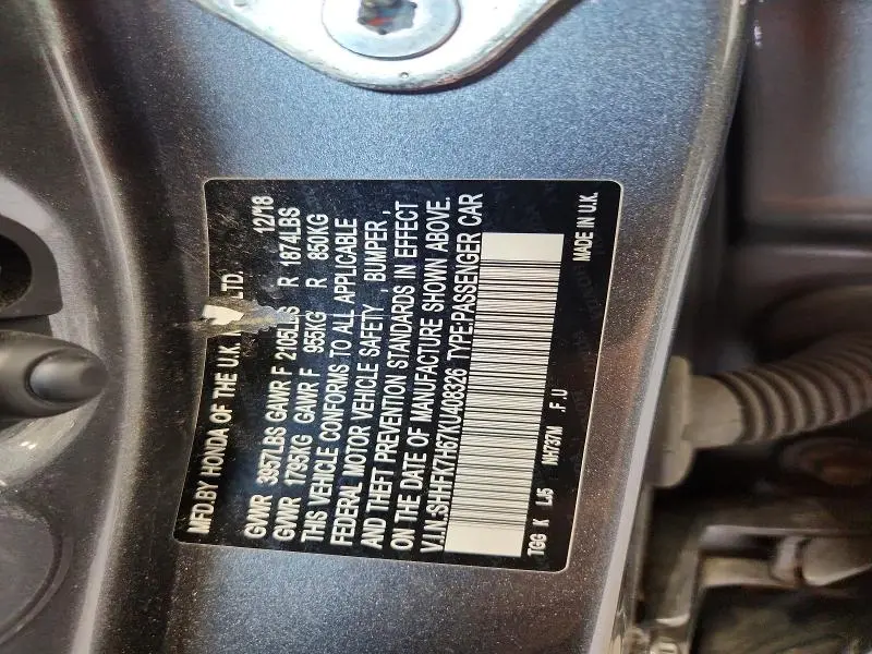 2019 HONDA CIVIC EX  