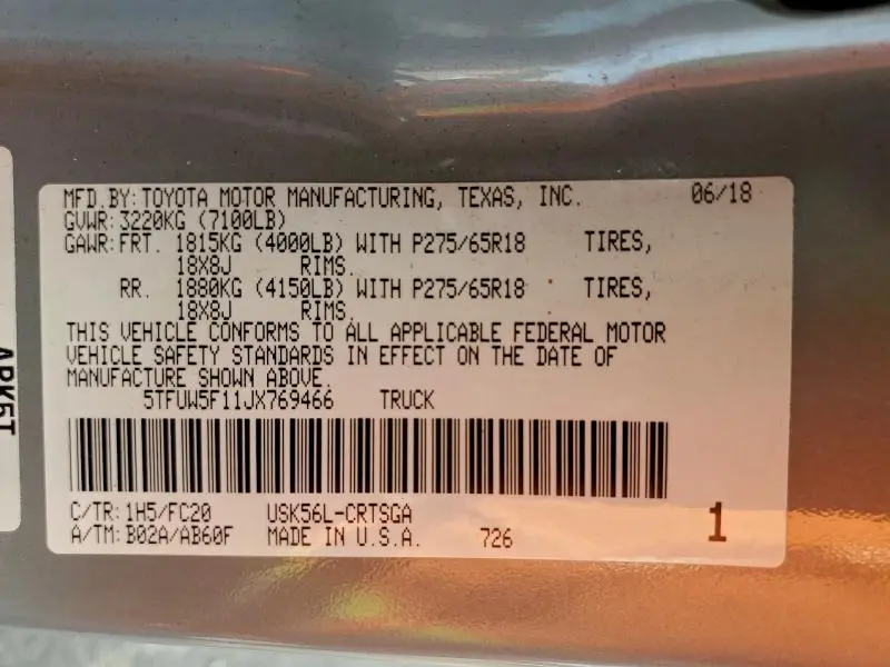 2018 TOYOTA TUNDRA DOUBLE CAB SR  