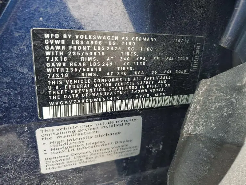 2013 VOLKSWAGEN TIGUAN S  