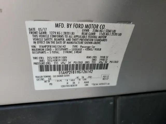 2017 FORD TAURUS LIMITED
