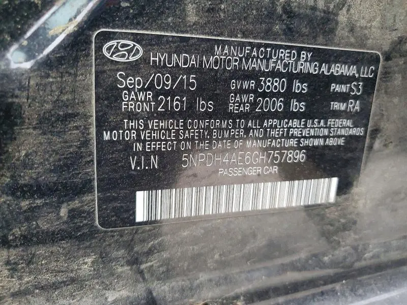 2016 HYUNDAI ELANTRA LIMITED  