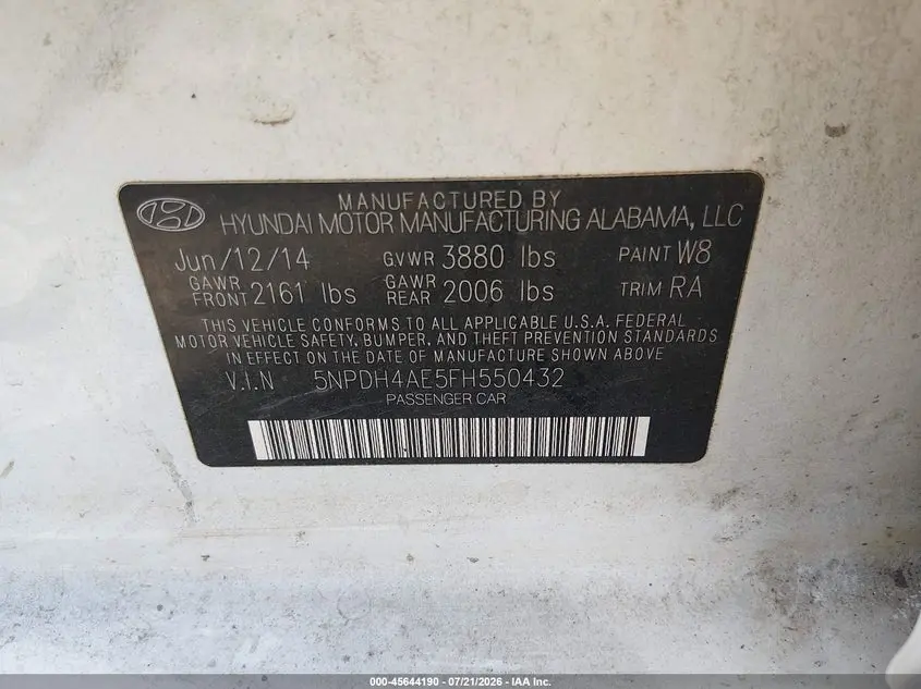2015 HYUNDAI ELANTRA SE