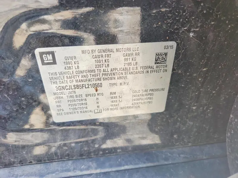 2015 CHEVROLET TRAX 1LT  