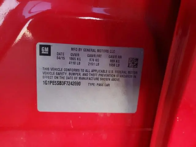 2015 CHEVROLET CRUZE LT  