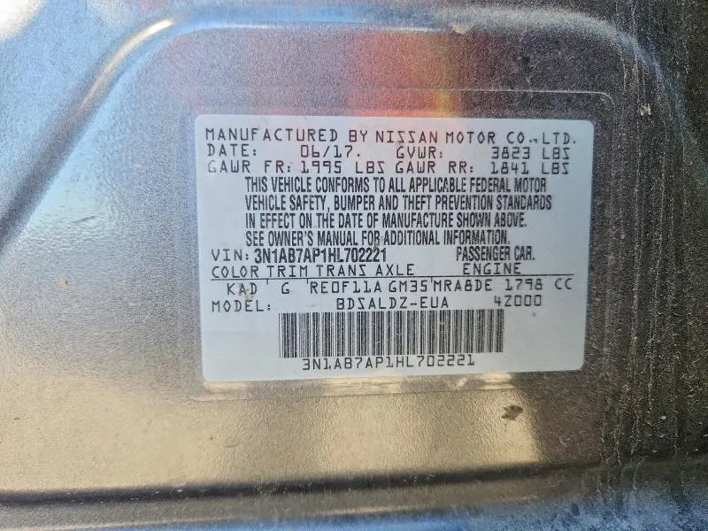 2017 NISSAN SENTRA SV  